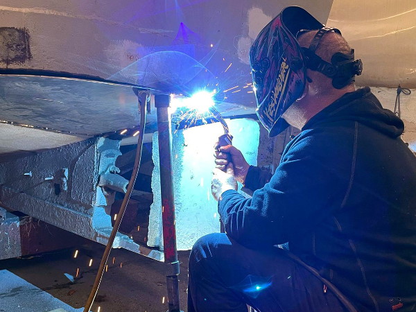 A hull being welded