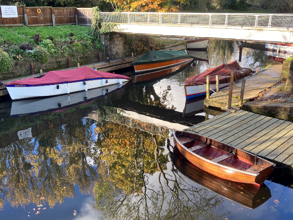 Boats moored at Tom Jones Boatyard