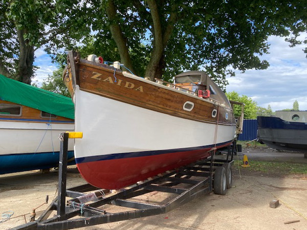 A boat on a road trailer