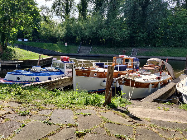 Boats moored at Tom Jones Boatyard